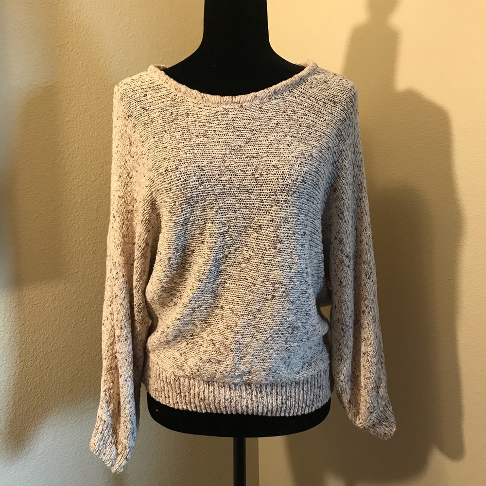 Cream Speckled Knit Batwing Sweater